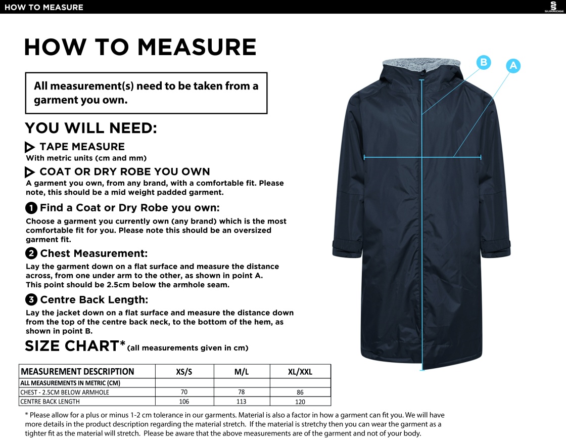 FLEECE ROBE - Size Guide